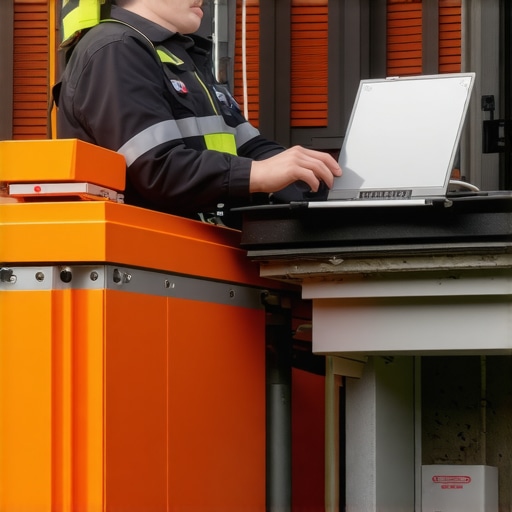 Technician using remote diagnostics tools on a roof with IoT sensors, symbolizing modern support solutions