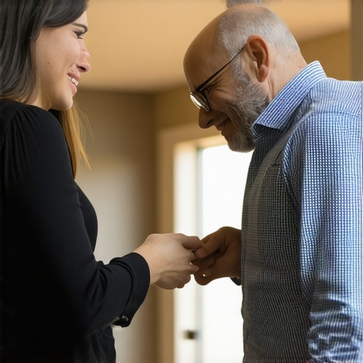 A homeowner and local professional discussing project details in a warm, collaborative setting.