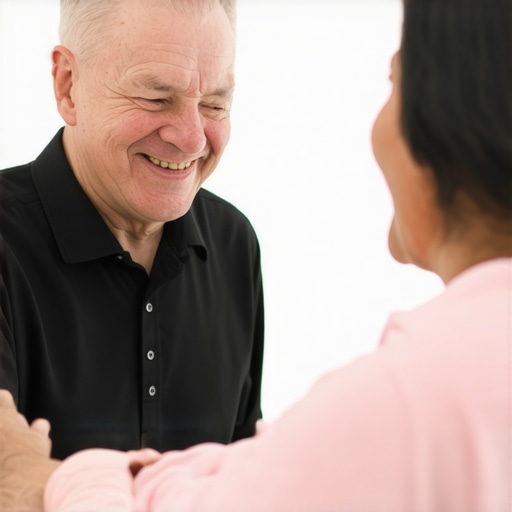 A regional technician confidently assisting a homeowner, symbolizing trust and support in local services.
