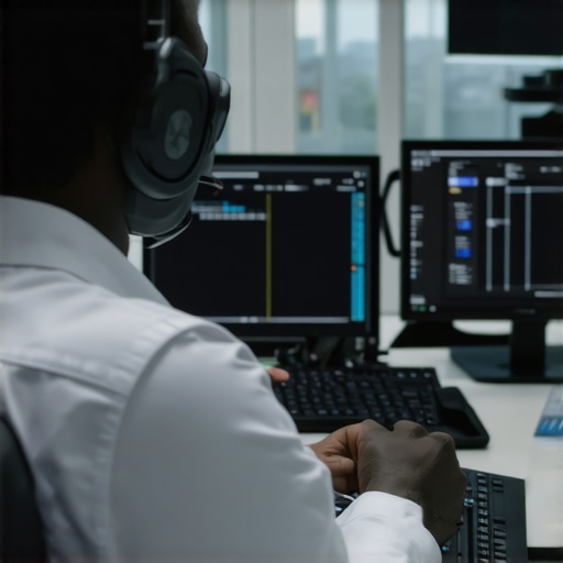 Technicians using AI tools in a high-tech support center
