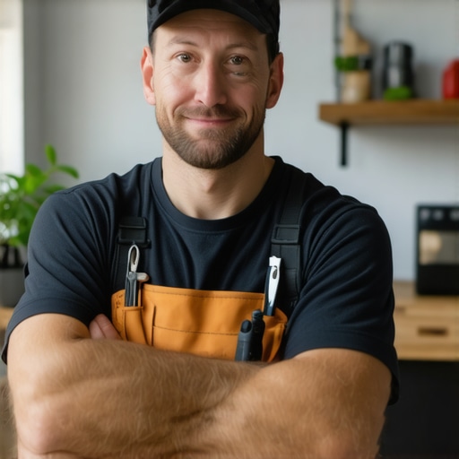 A handyman offering support to a homeowner with tools in hand