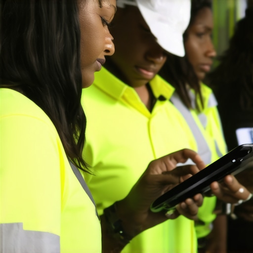 Support team managing projects with digital devices in a community setting.