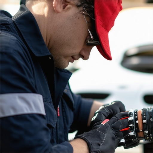 Support technician using high-tech equipment