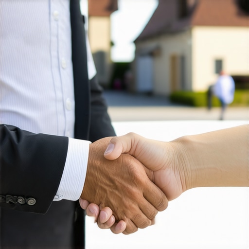 Local support expert shaking hands with a client in the community.