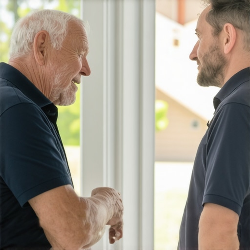 Homeowner discussing support policies with a local professional