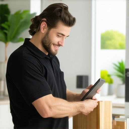 A service professional helping a homeowner with repairs at their house