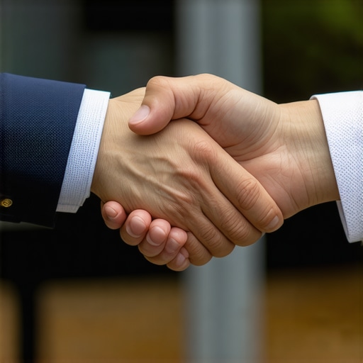 Customer and local support expert shaking hands after agreeing on support plan