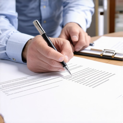 Business professional reviewing a support contract with a local service provider