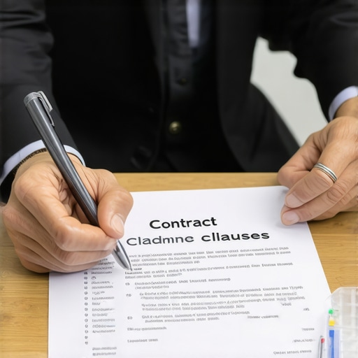 Person analyzing support agreement clauses during a consultation.
