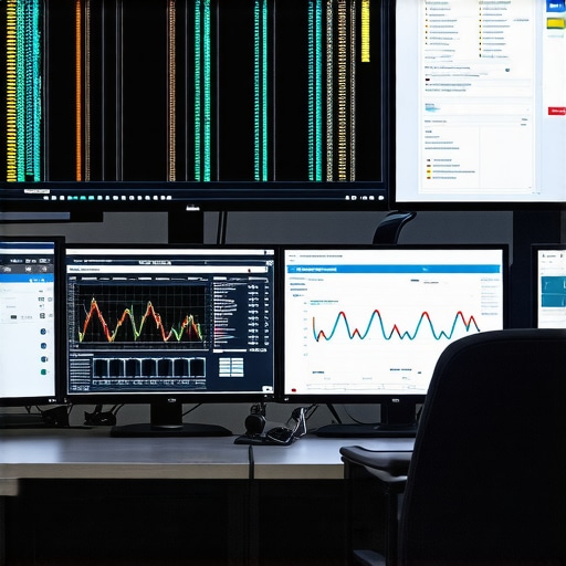 A photo of a high-tech control room with multiple screens monitoring support metrics.